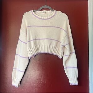 Cropped cream and purple sweater💜🤍